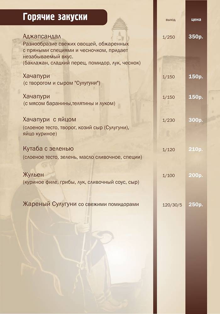 Генацвале меню