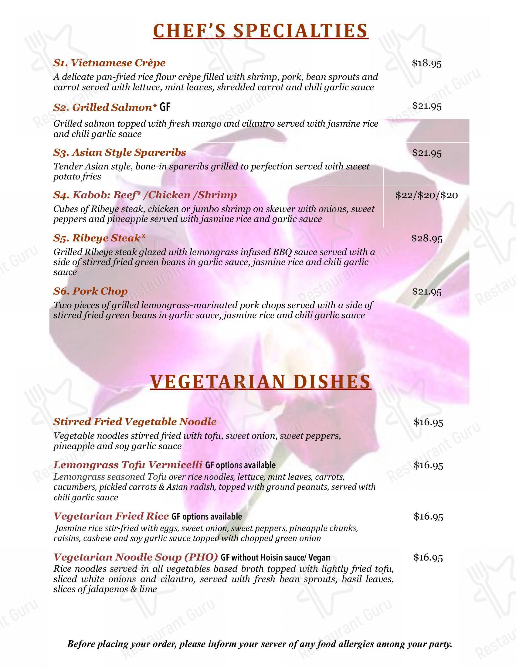 Gigi's Restaurant в Мейнарде - Меню