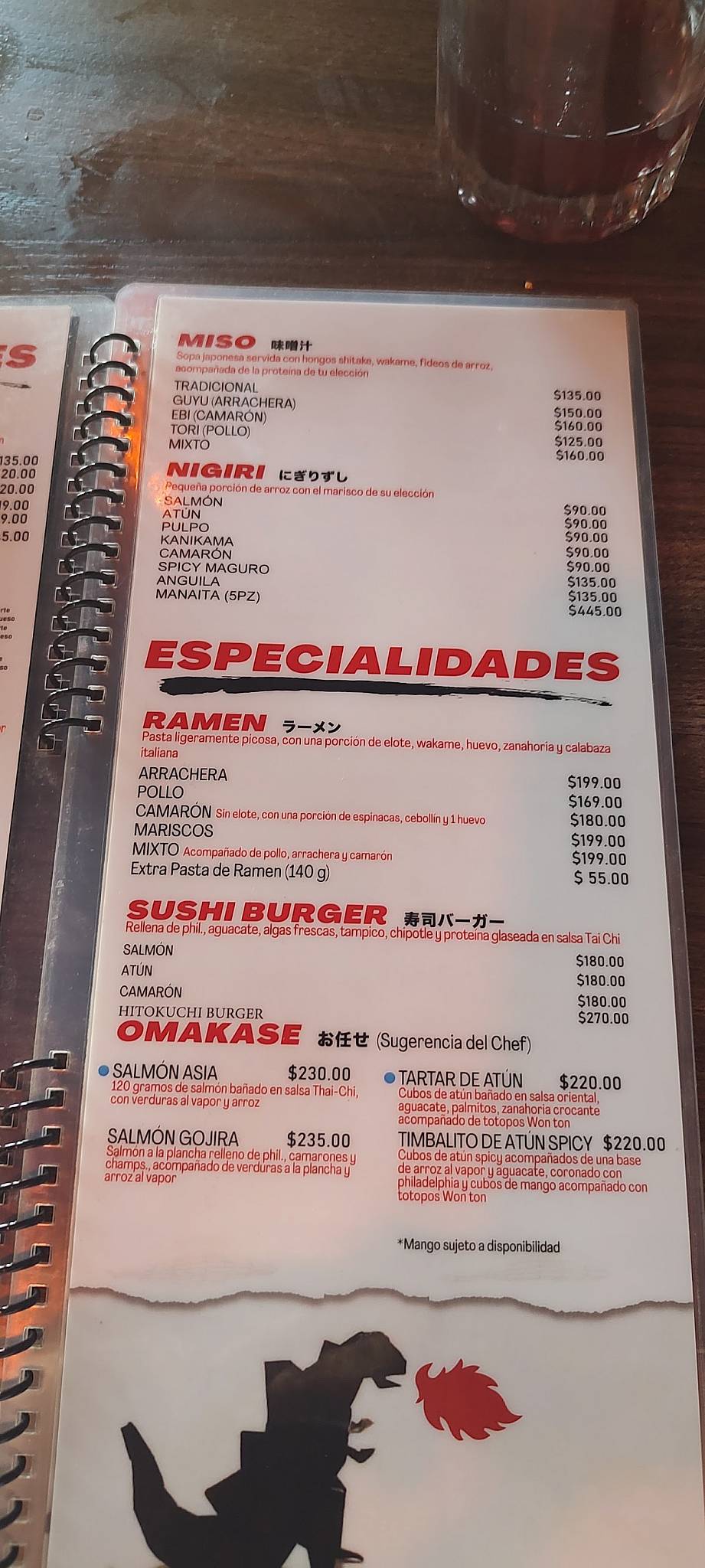 Gojira Sushi меню