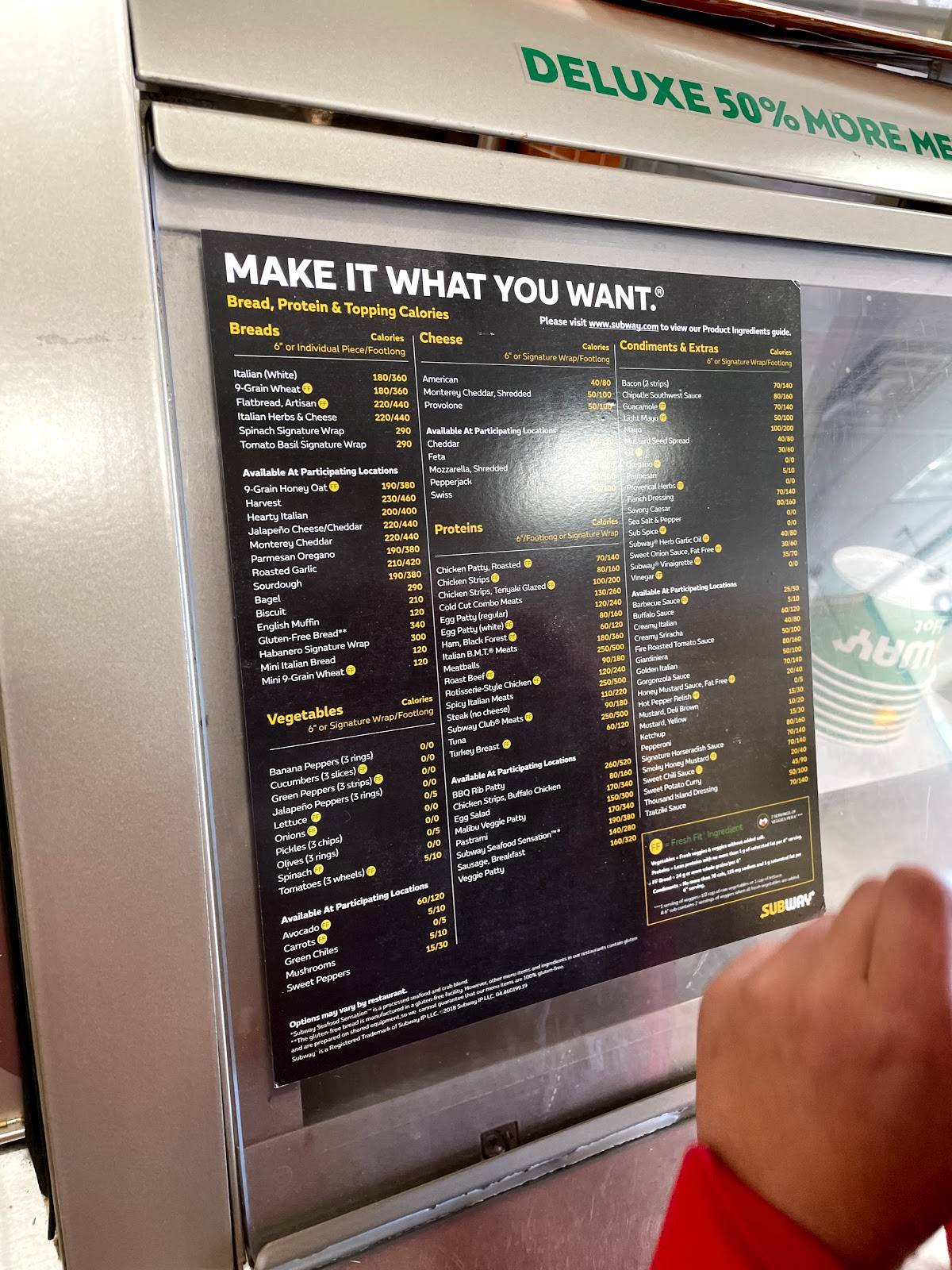 Subway меню