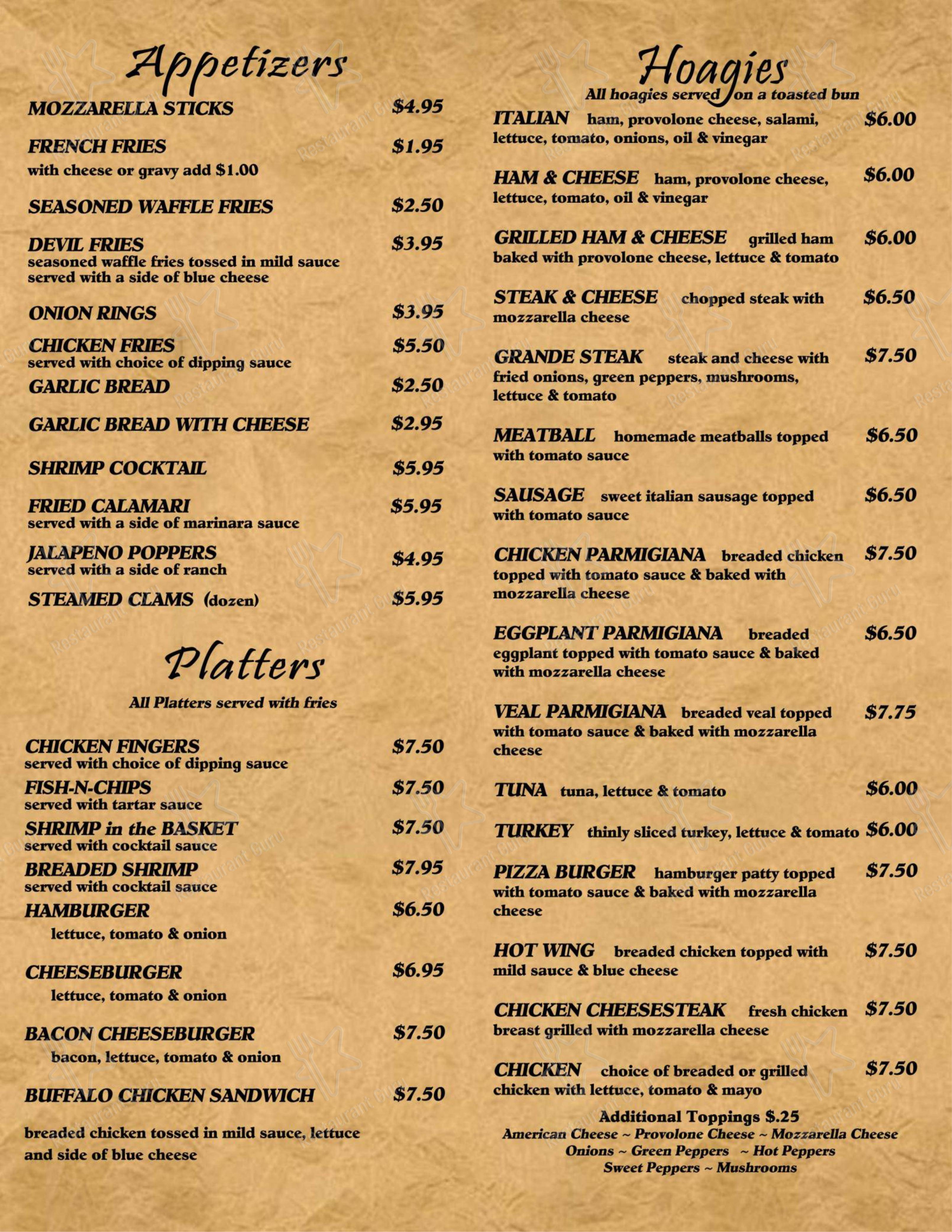 Grande Pizza & Family Restaurant в Музике - Основное меню