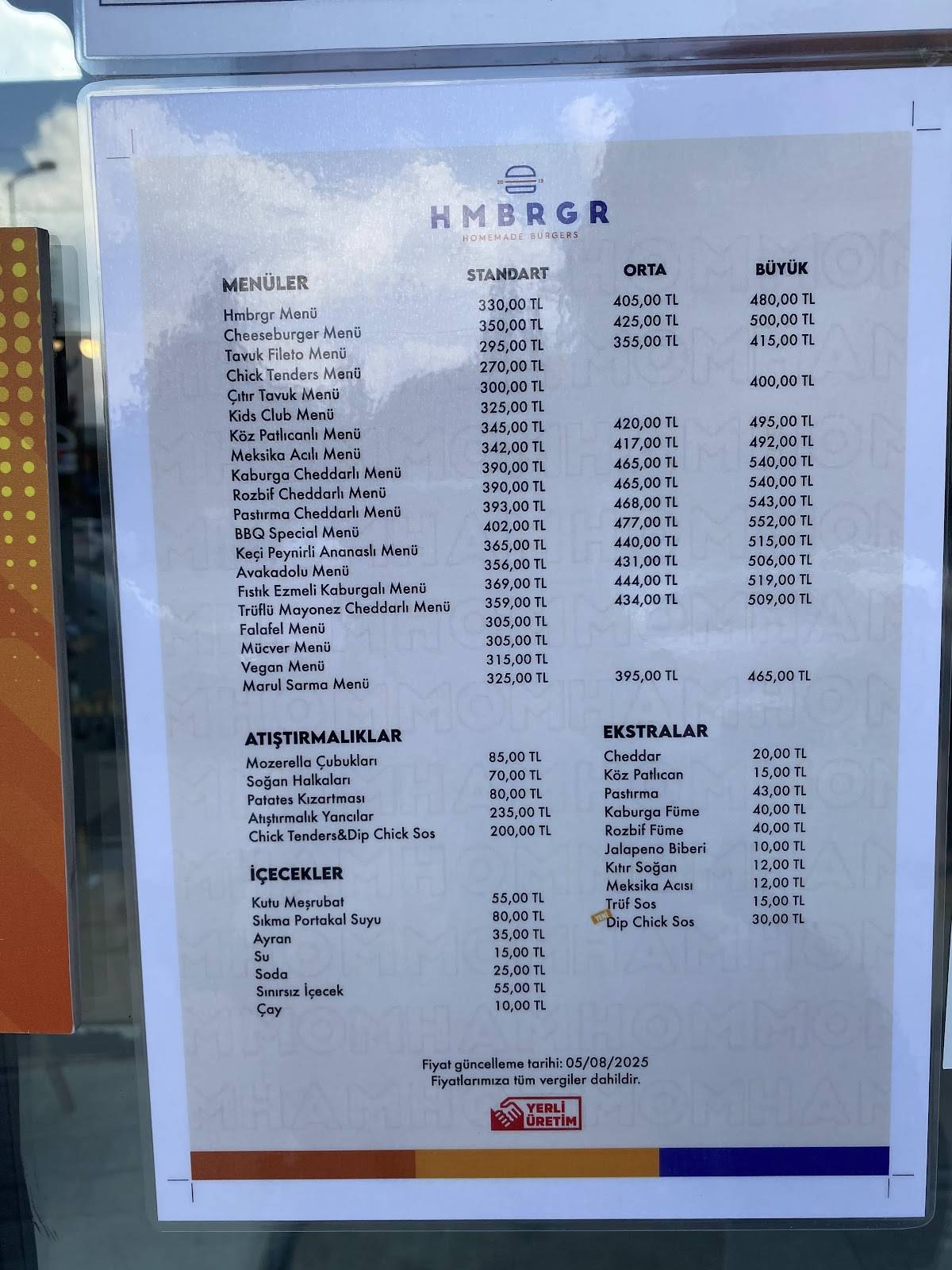 HMBRGR Ümitköy меню