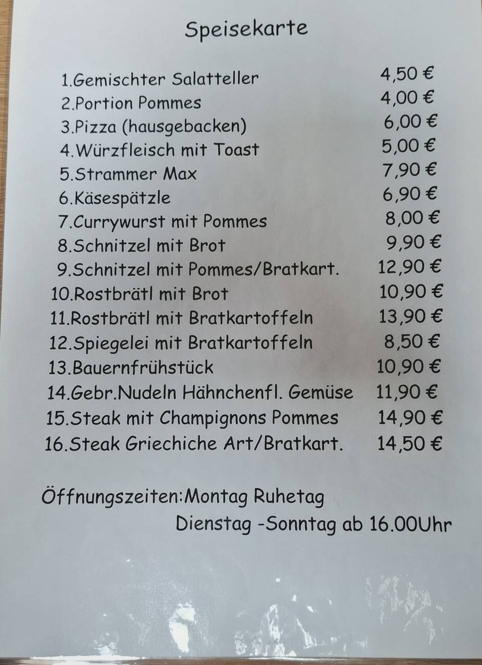 Häßners Bierstube меню