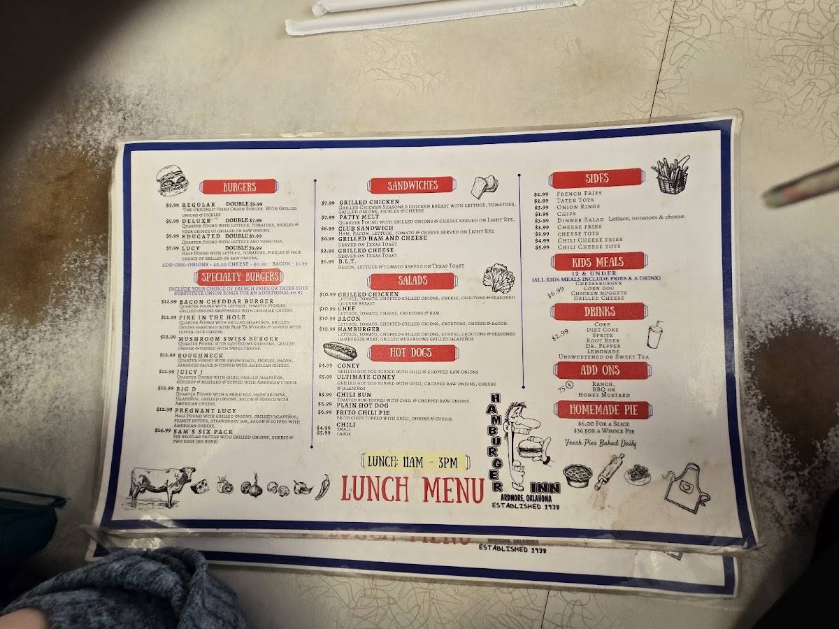 Hamburger Inn меню