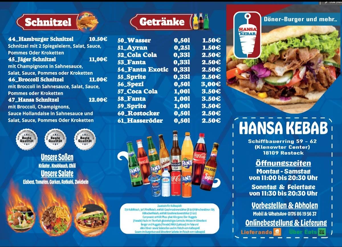 Hansa Kebab (Gross-Klein) меню