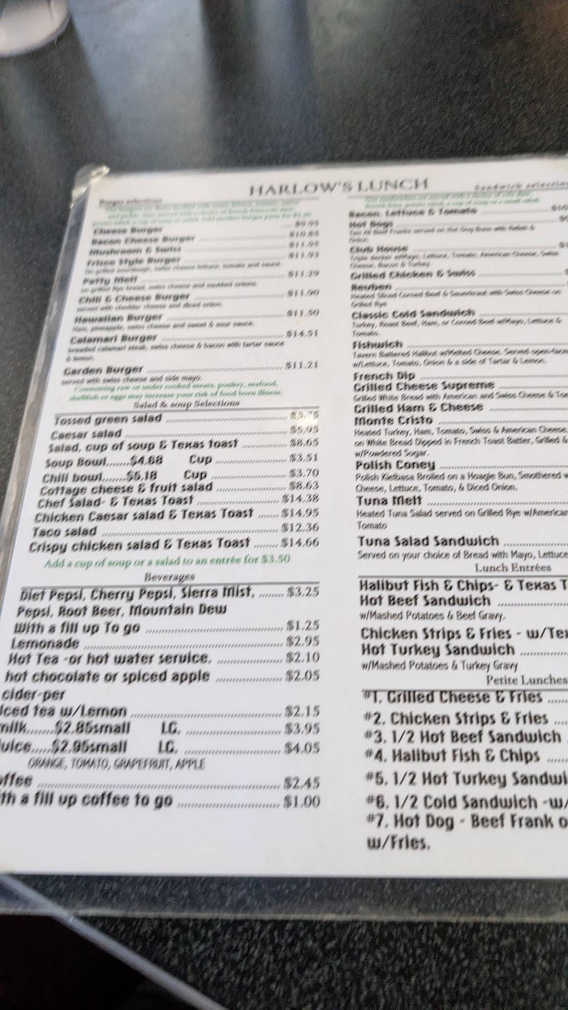 Harlow's Diner меню