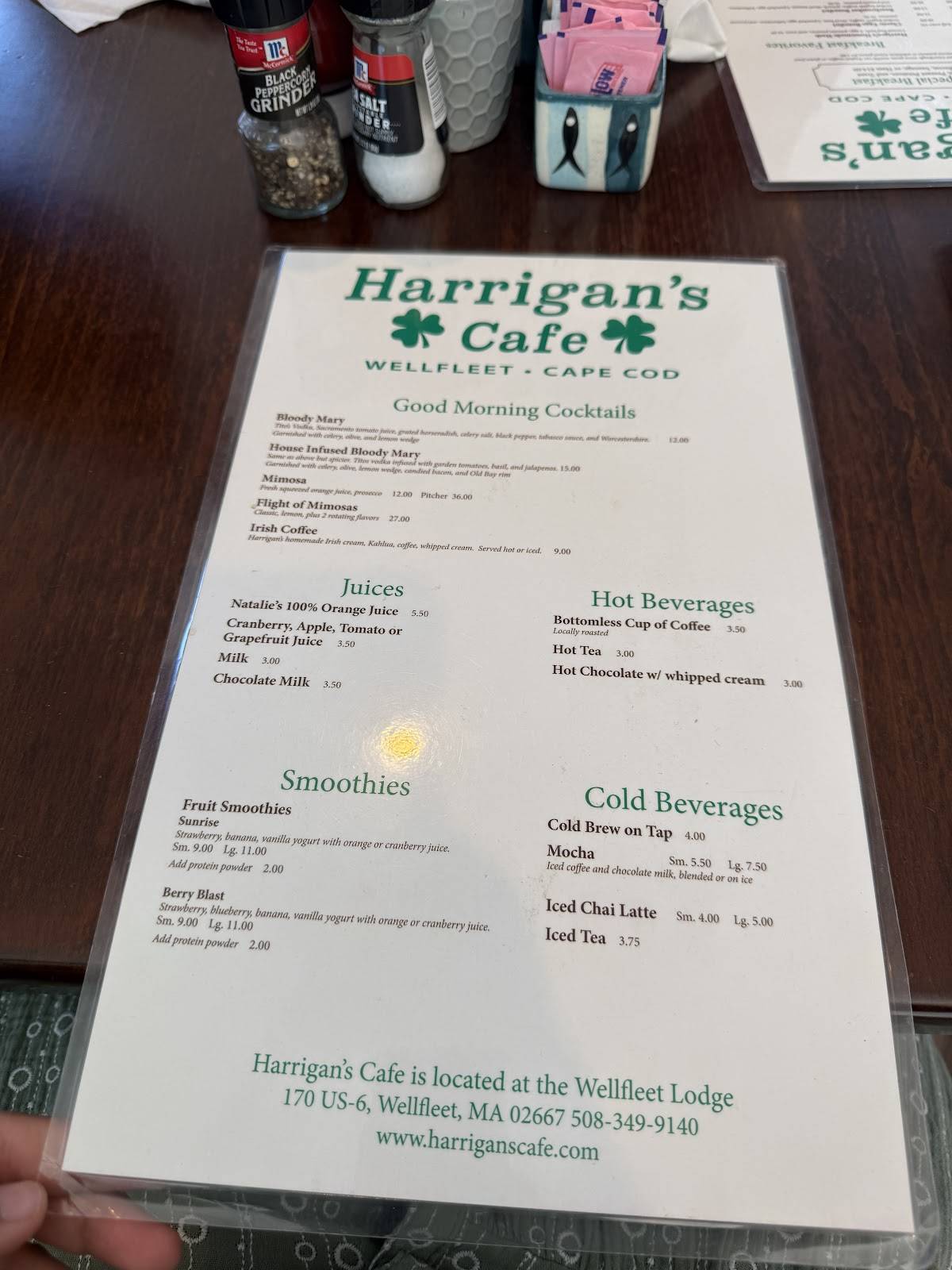 Harrigan's Cafe меню