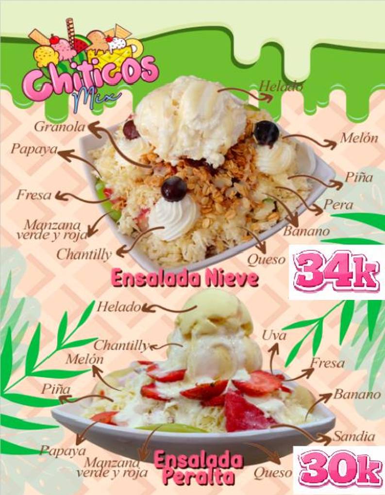 Heladería y Frutería Chiticos Mix меню