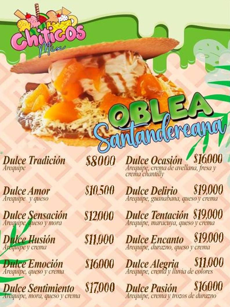 Heladería y Frutería Chiticos Mix меню