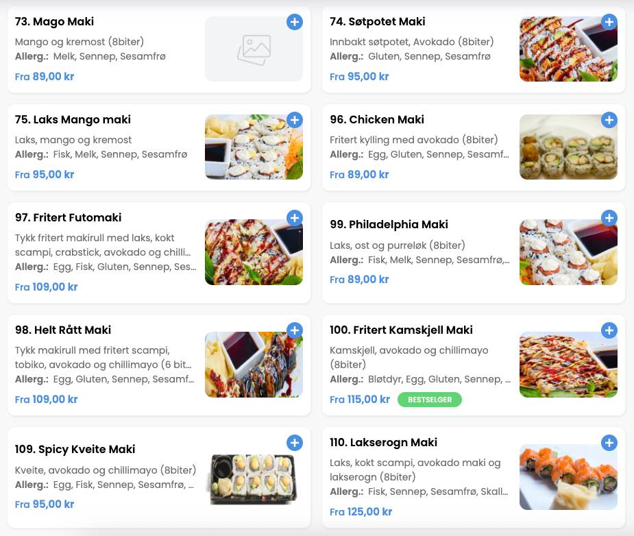 Helt Rått Sushi меню