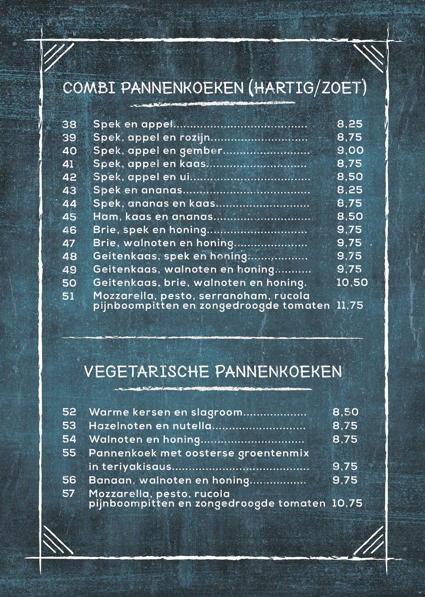 Pannenkoekschip меню