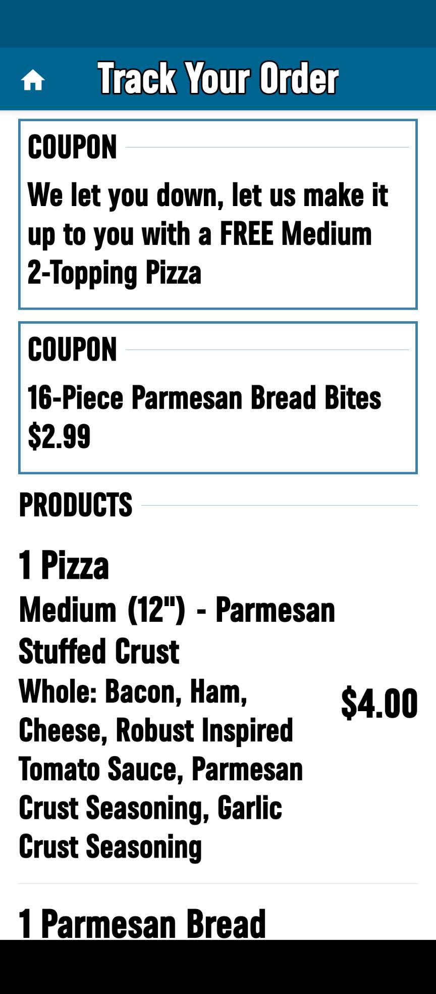 Domino's Pizza меню