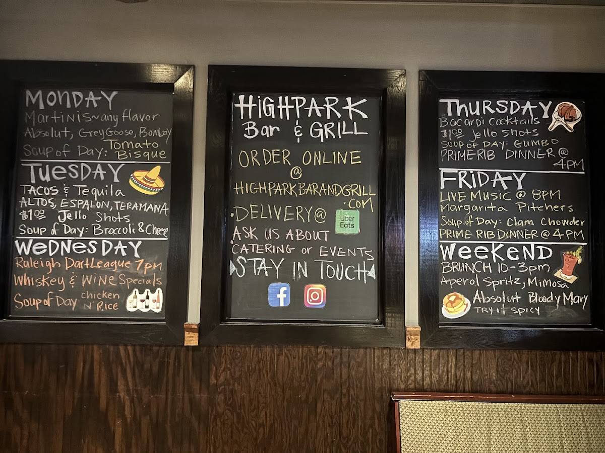 Highpark Village меню