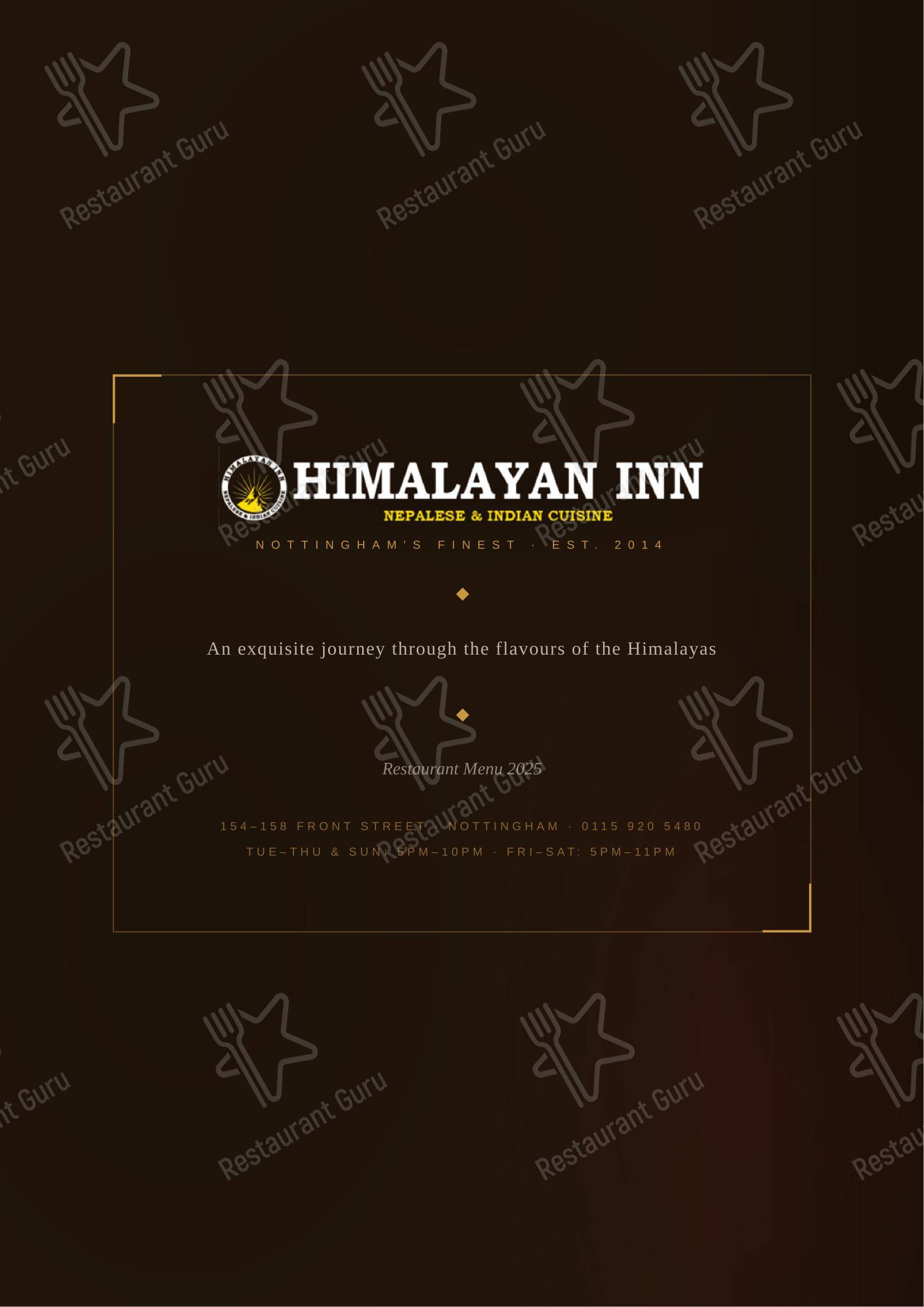 Меню ресторана Himalayan Inn Nottingham-Nepalese & Indian Restaurant