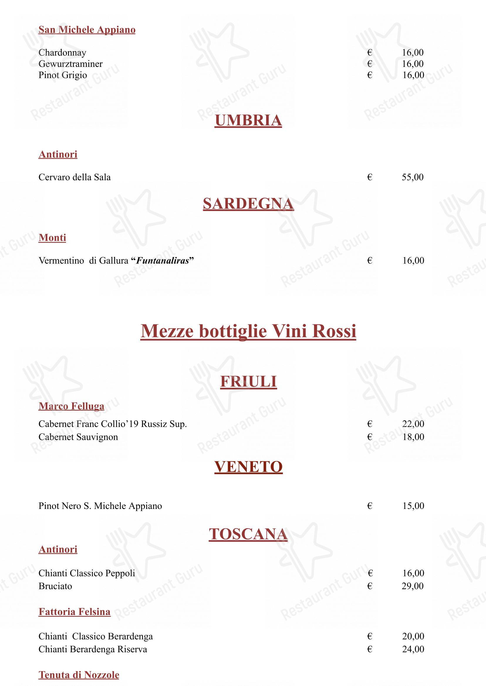Hostaria Da Cesare Bottega Storica dal 1921 в Риме - Меню напитков