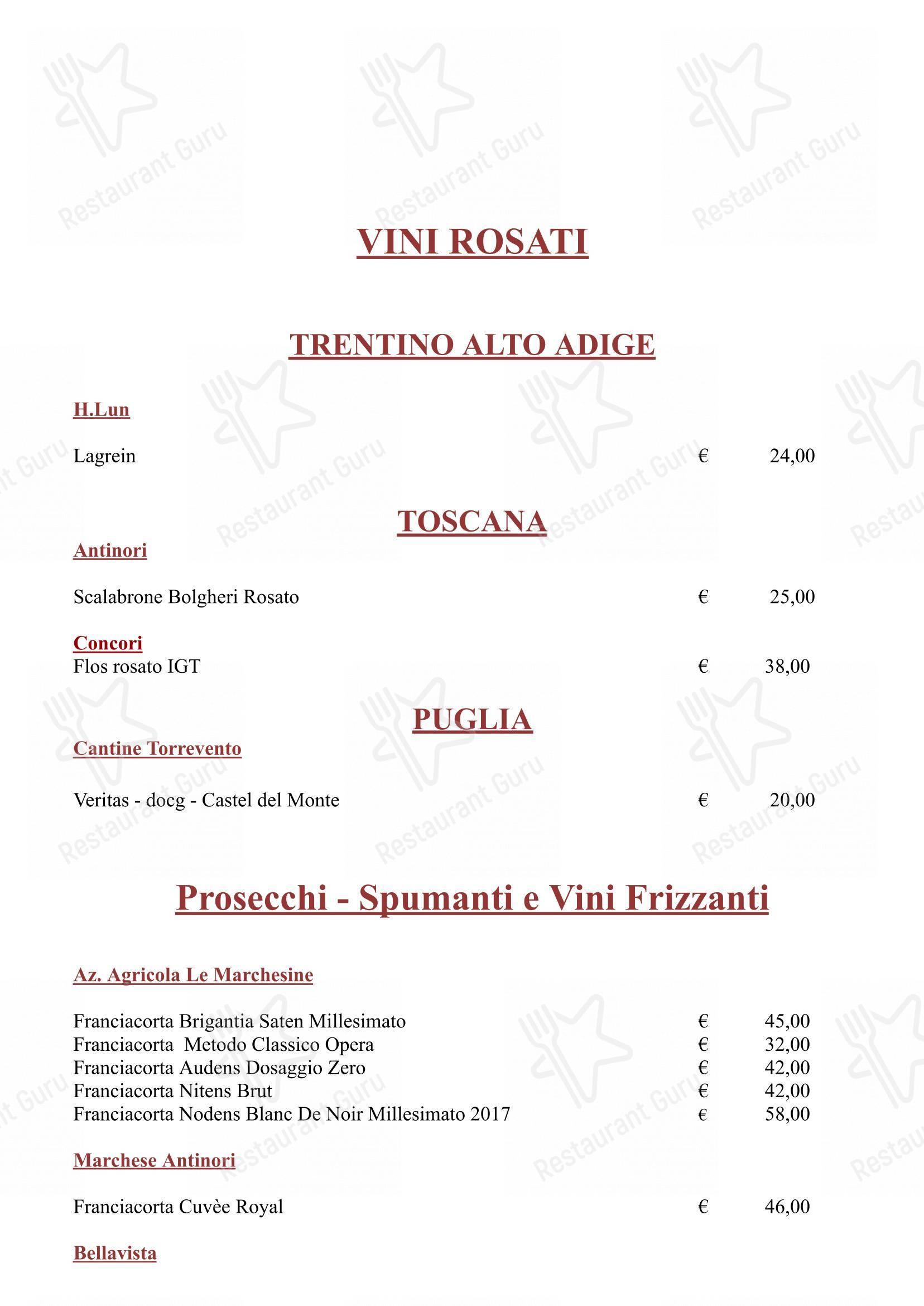 Hostaria Da Cesare Bottega Storica dal 1921 в Риме - Меню напитков