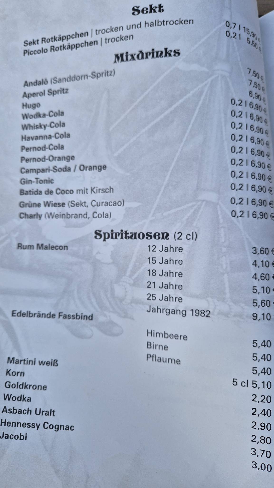 Hotel & Hafengaststätte Klabautermann Stralsund меню