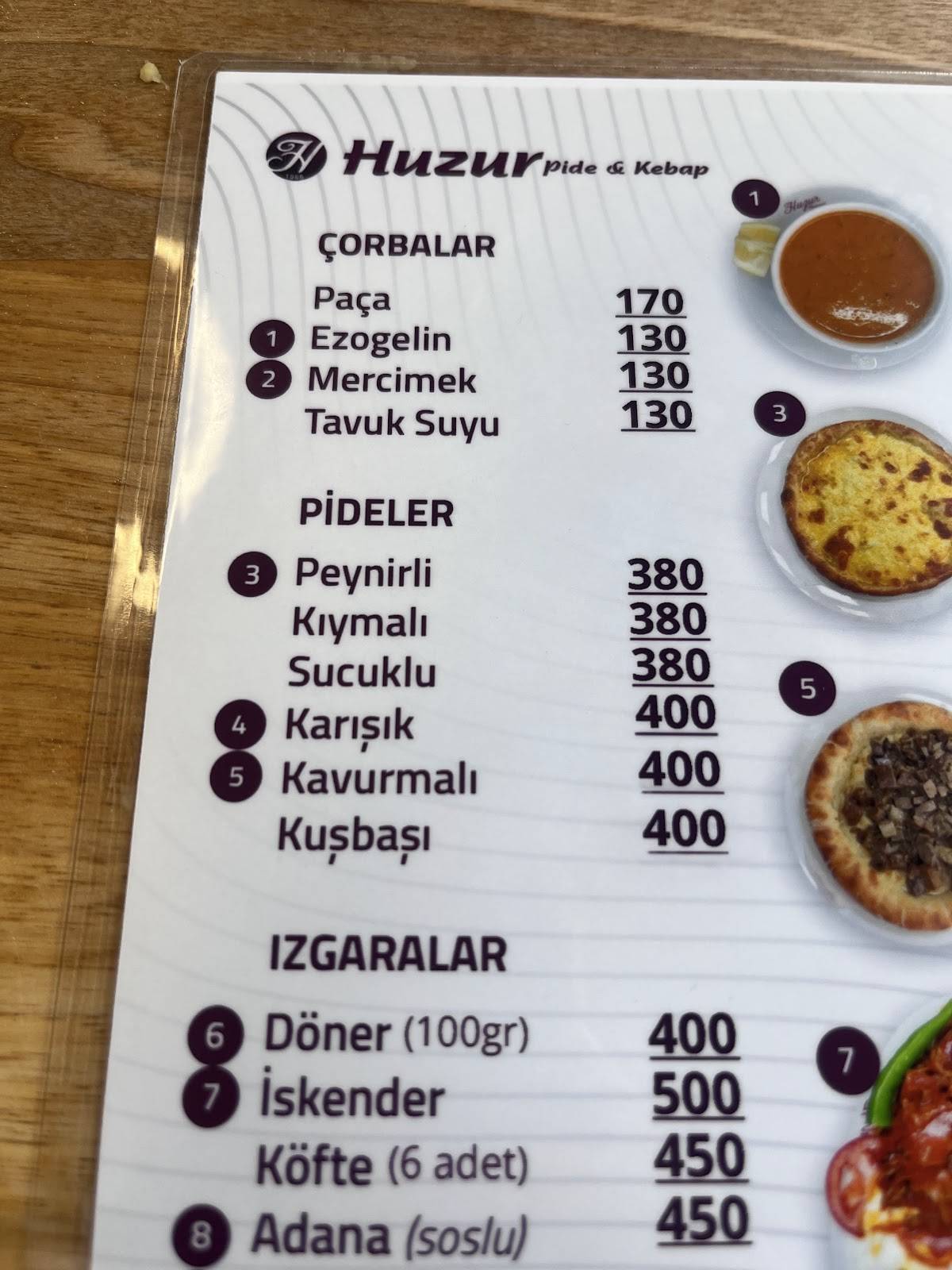 Huzur Pide & Kebap меню