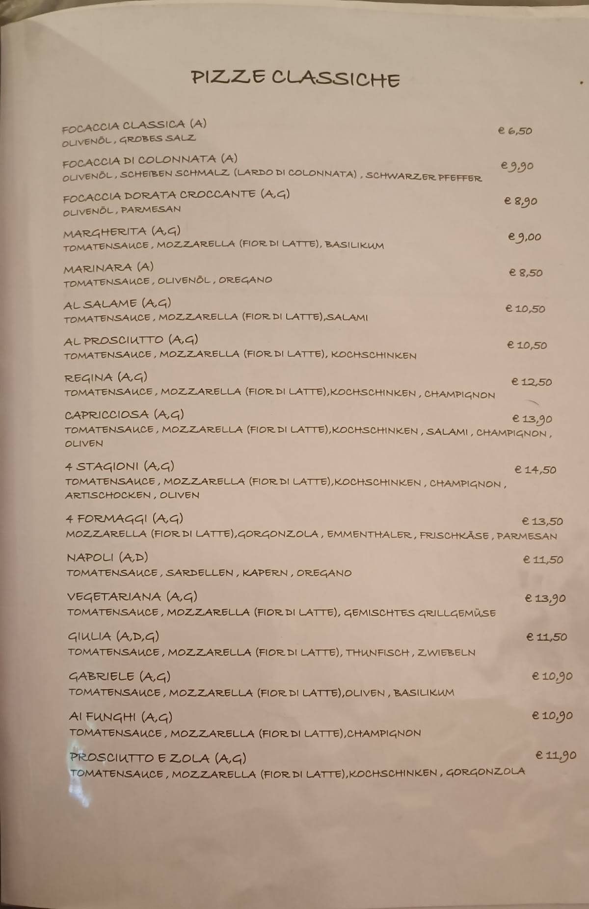 Il Crusco меню