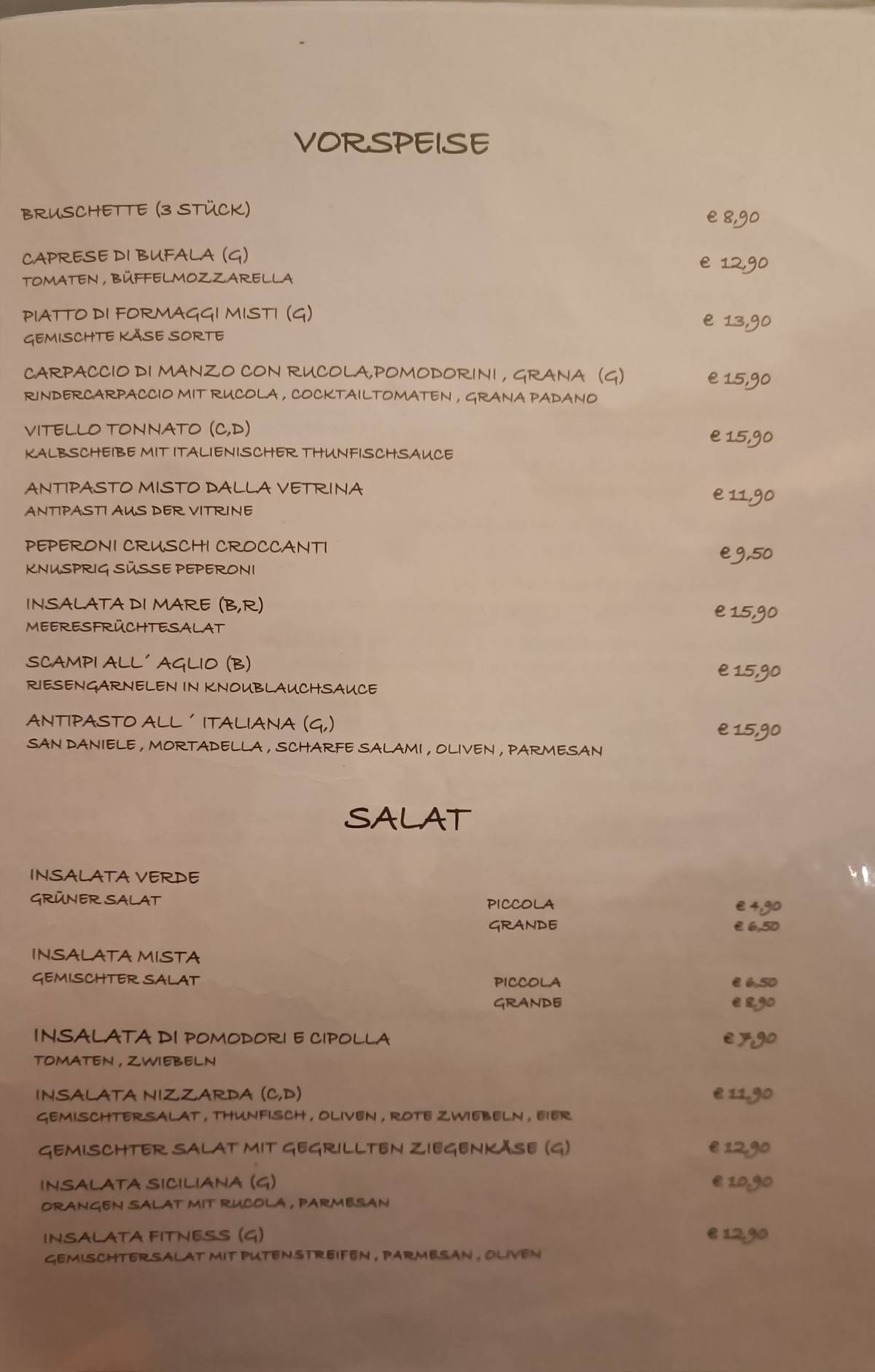 Il Crusco меню