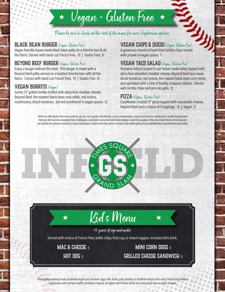 Infield Restaurant & Sports Bar меню