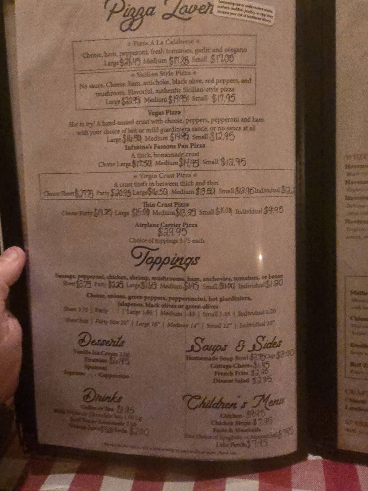 Infusino's Restaurant & Pizzeria меню