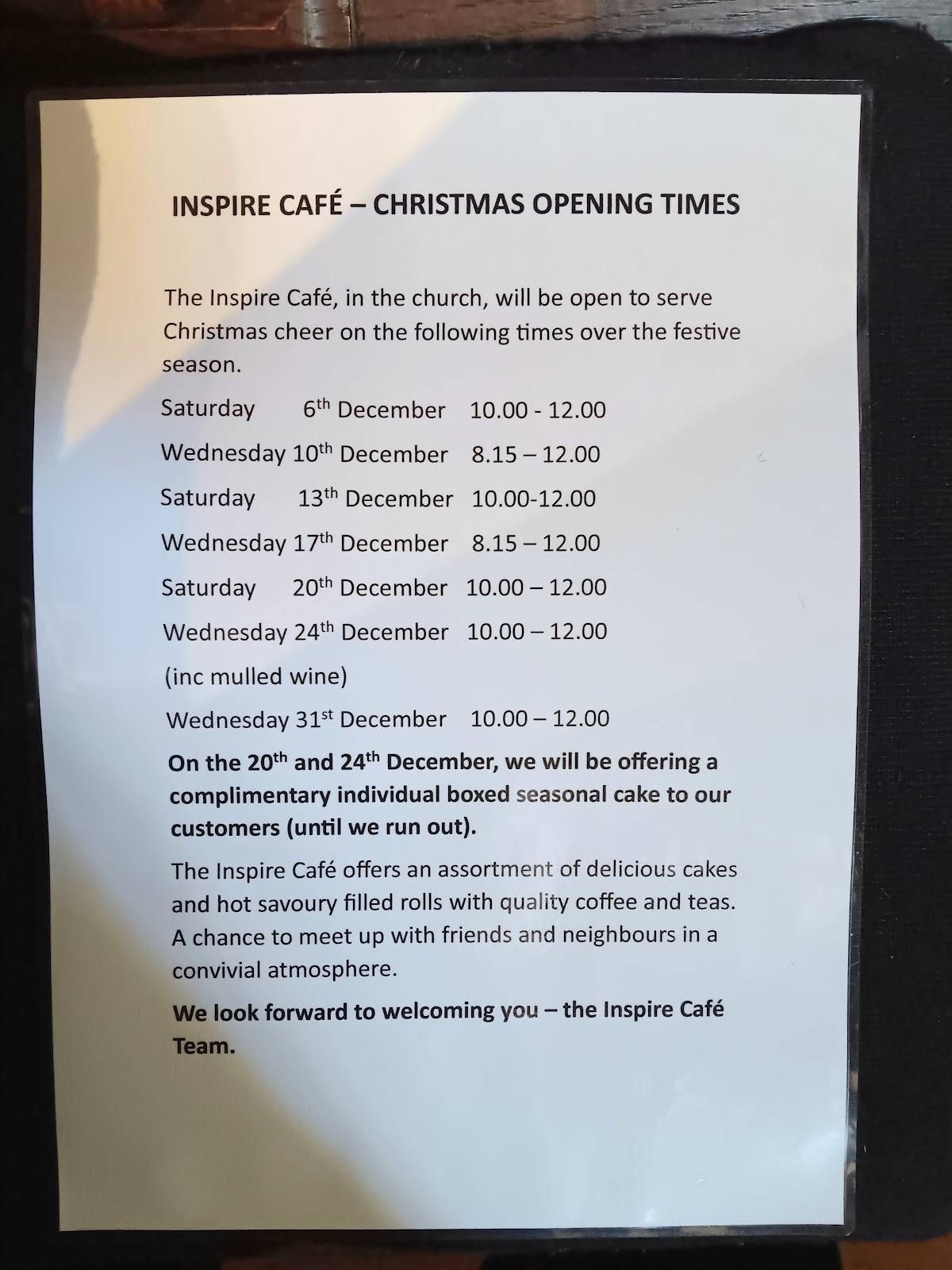 Inspire Cafe меню