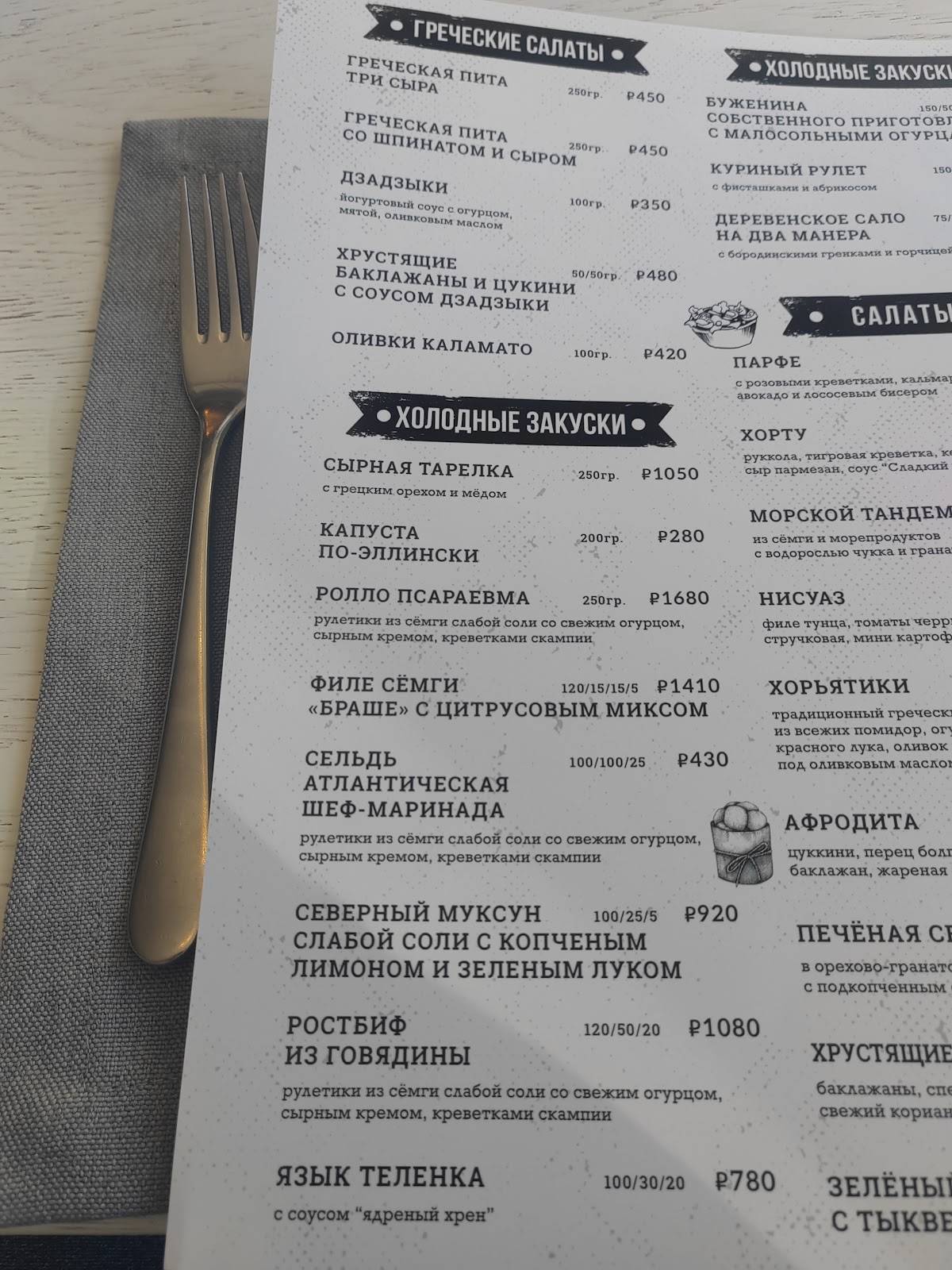 Иоанидис меню