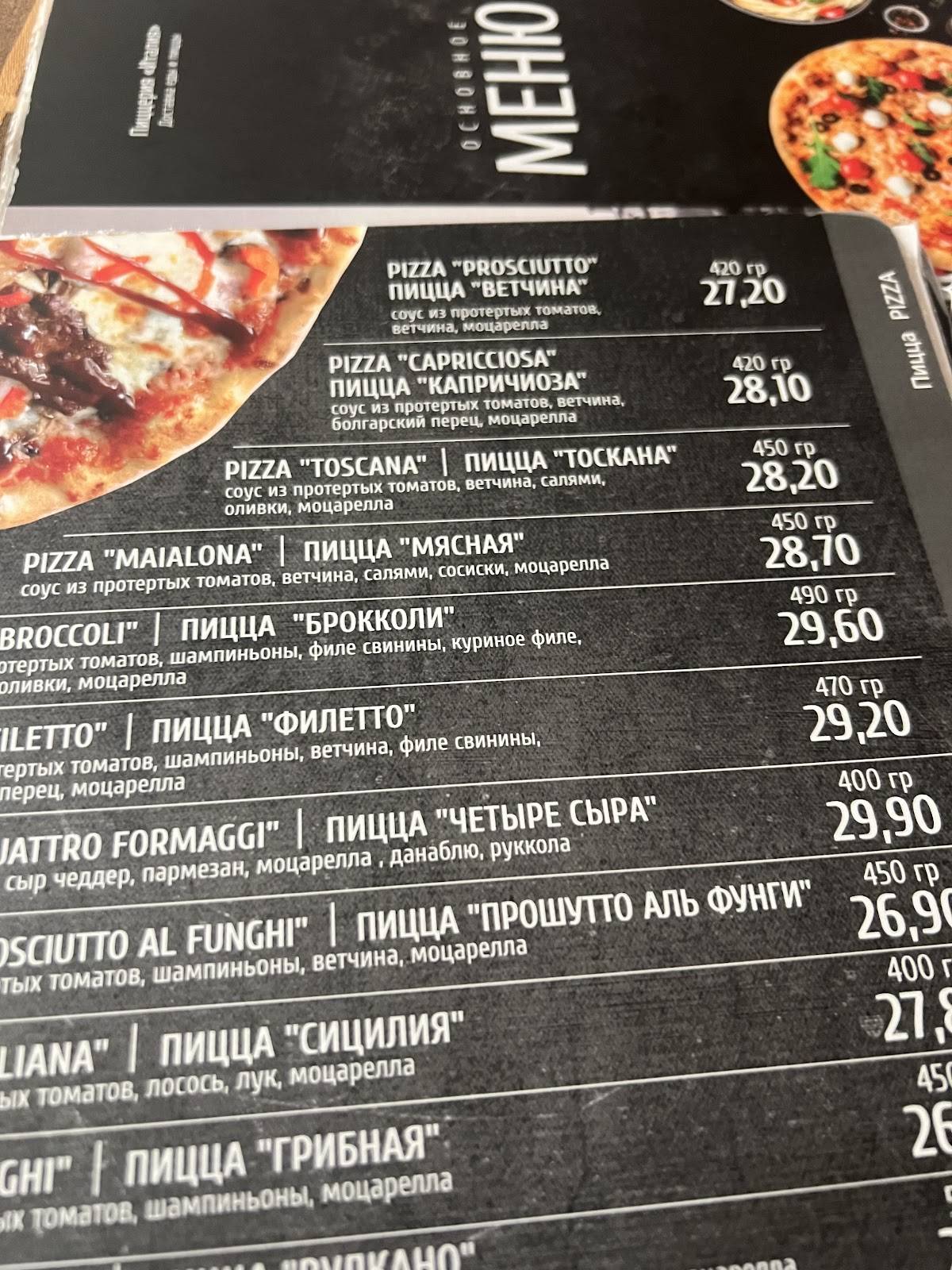 Italija меню