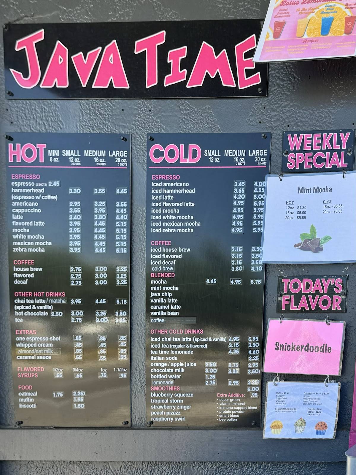 Java Time меню
