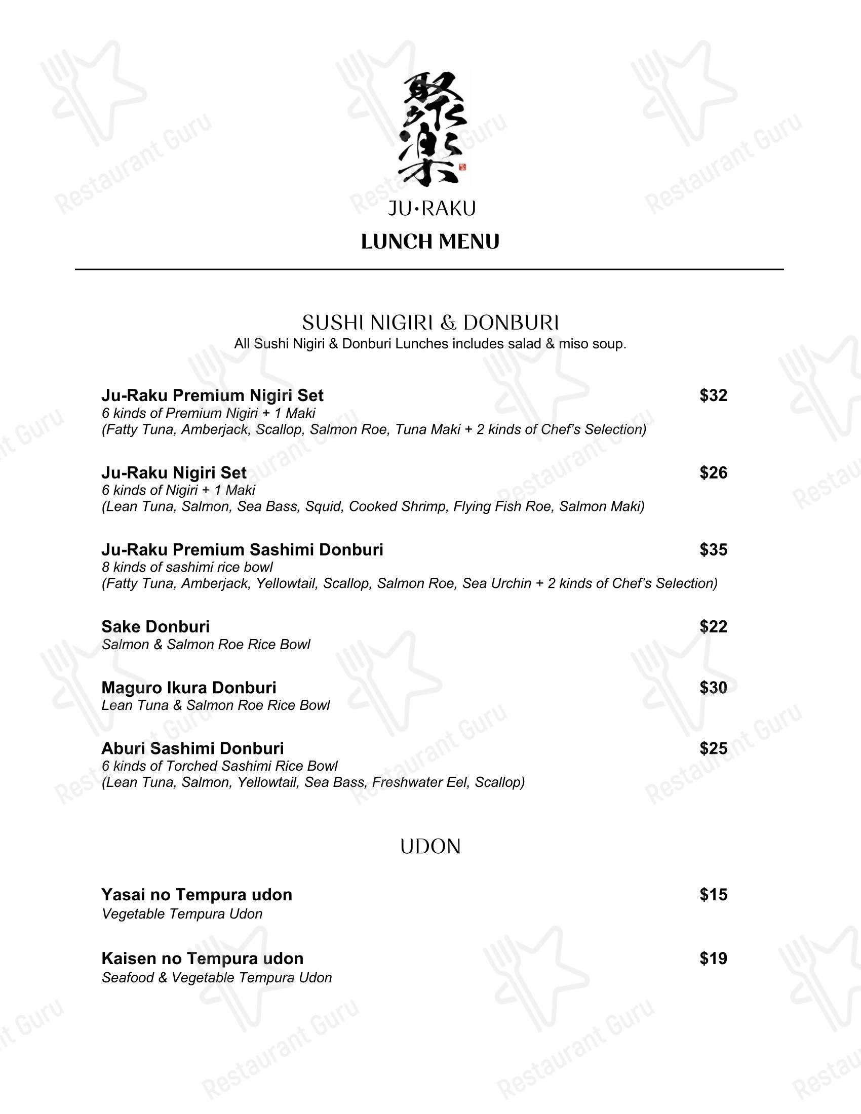 Меню ресторана Ju-Raku Japanese Restaurant - Меню напитков