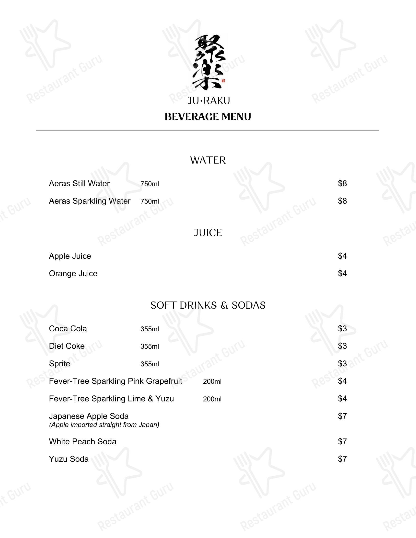 Ju-Raku Japanese Restaurant в Торонто - Ночное меню