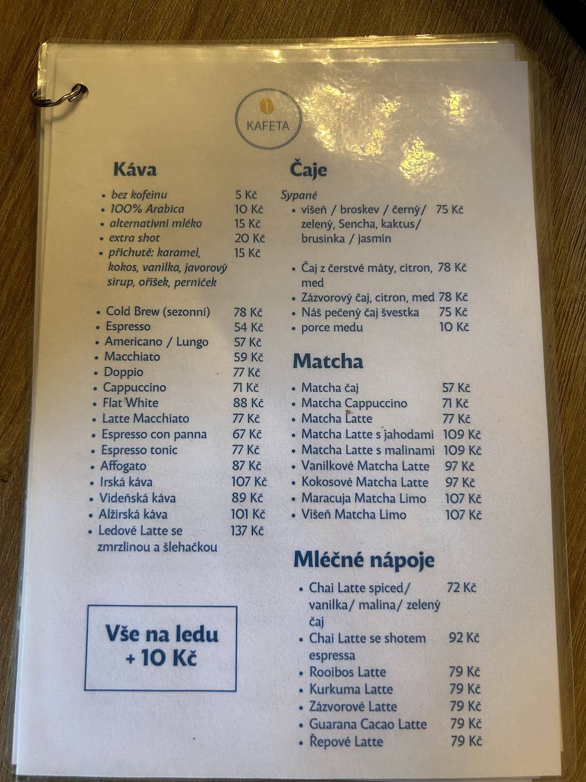 Kafeta меню
