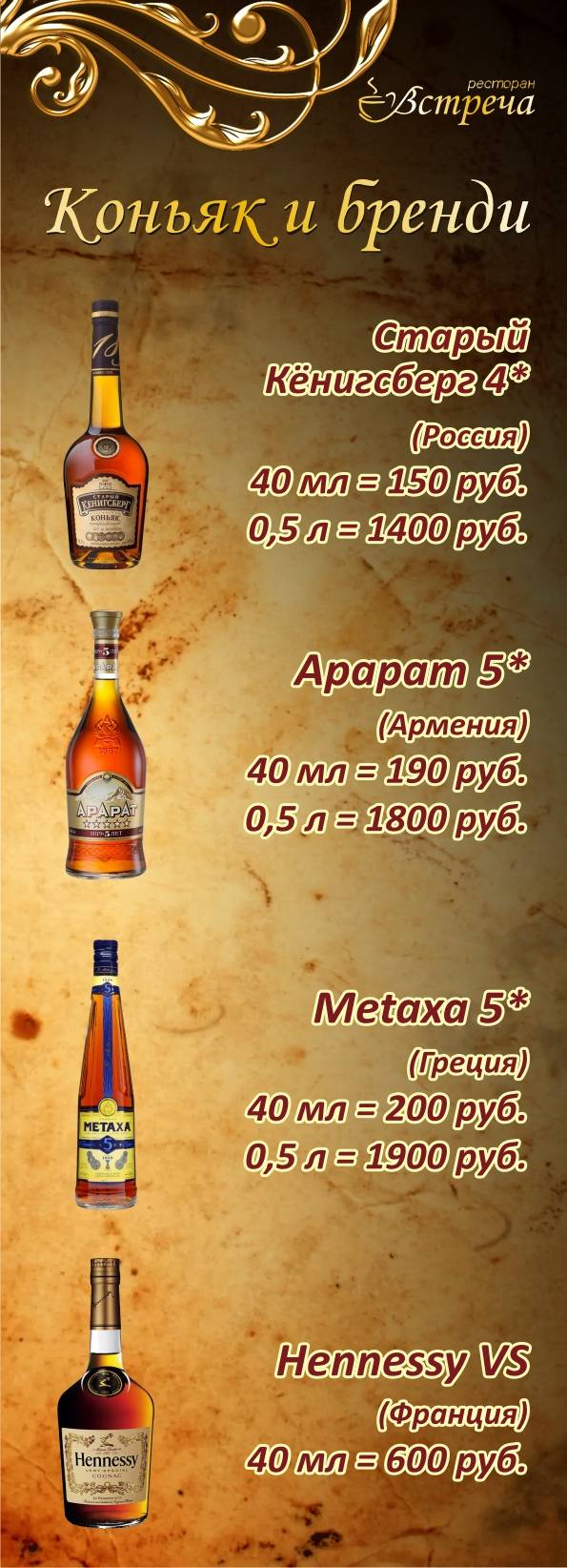 Встреча меню