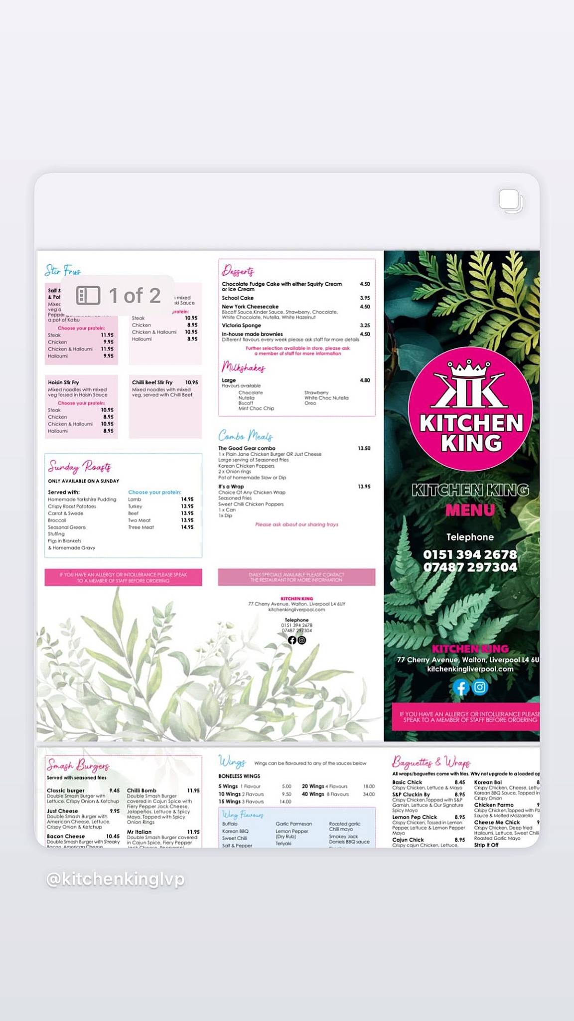 Kitchen king Liverpool меню