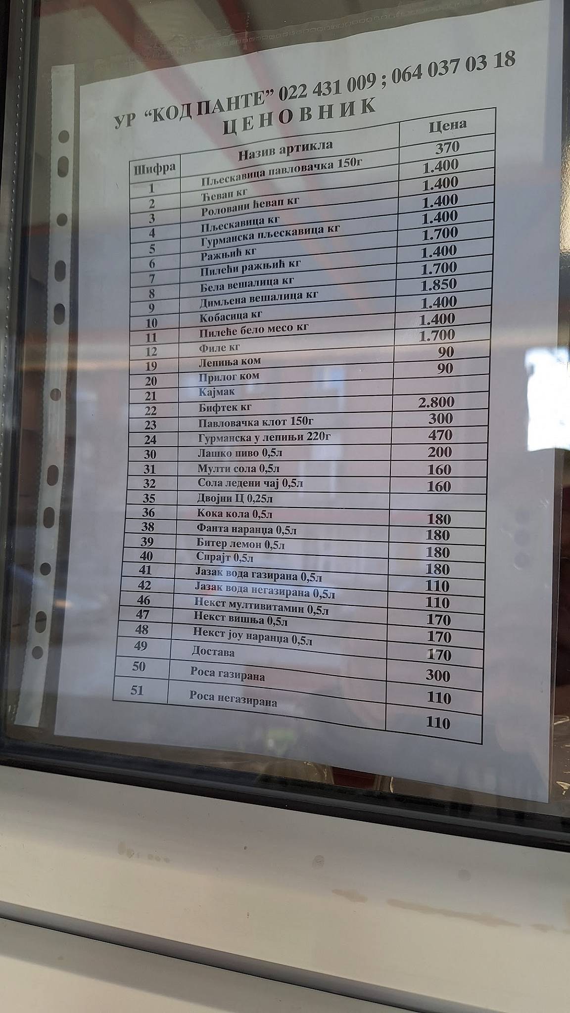 Kod Strikana меню