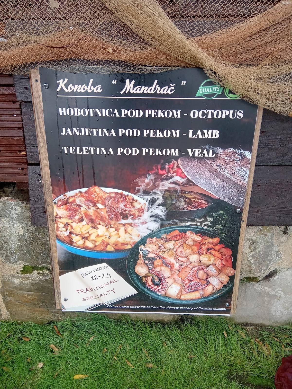 Konoba Mandrač Pag меню