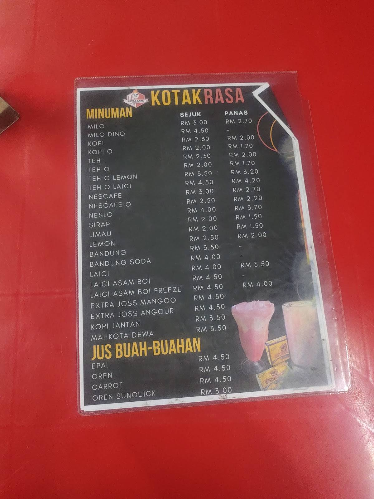 Kotak Rasa меню