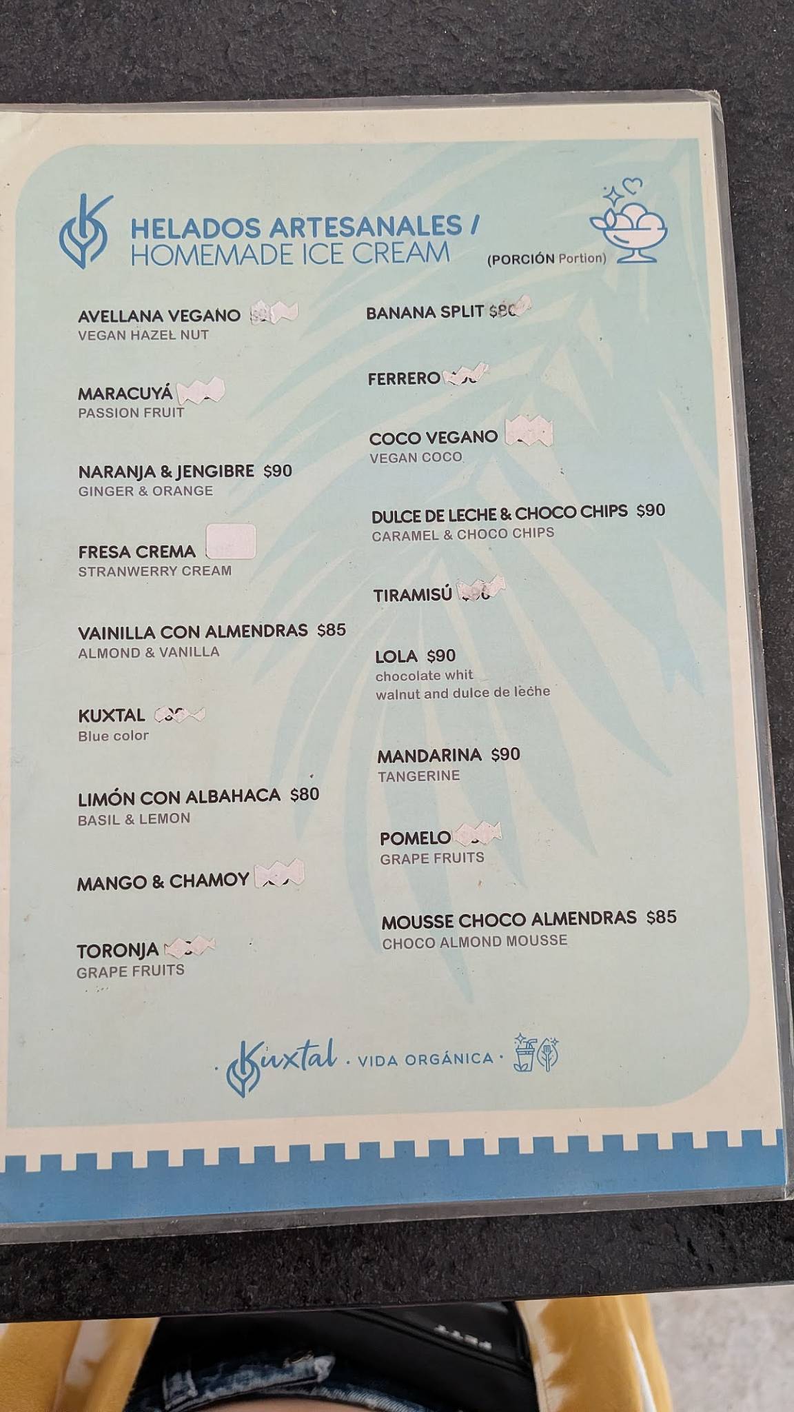 Kuxtal Organic café меню