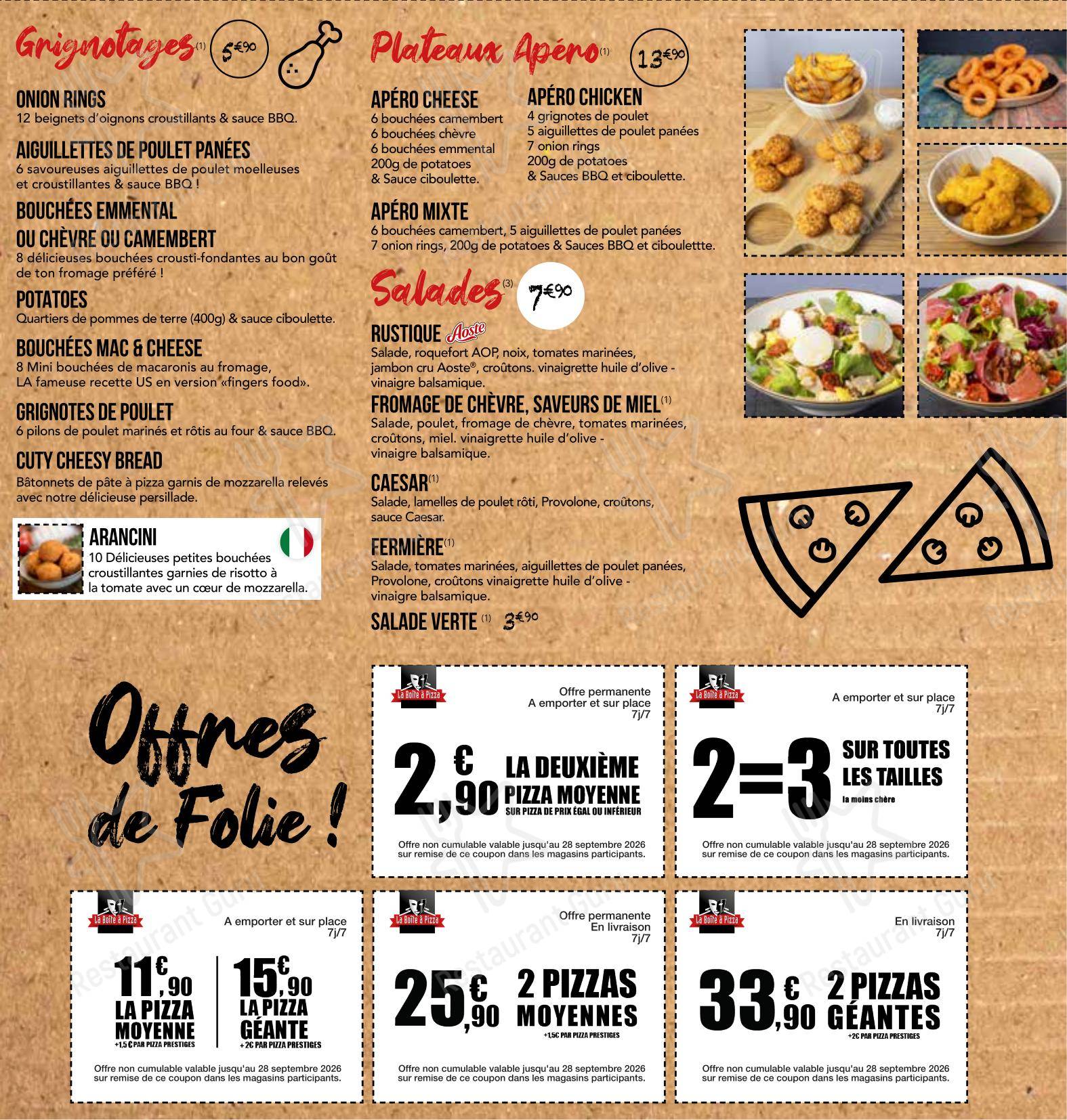 Меню напитков ресторана LA BOÎTE A PIZZA Rodez