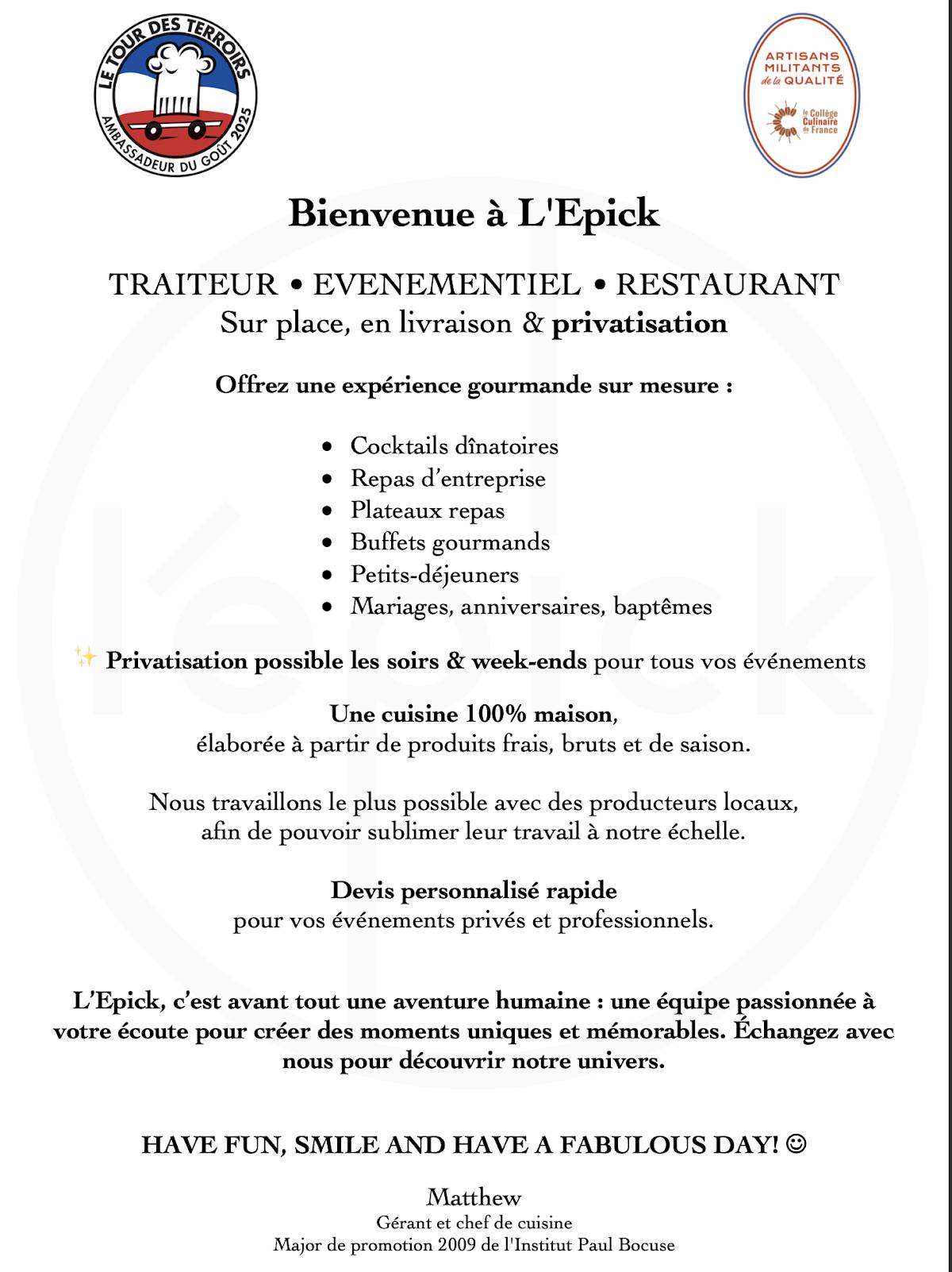 L'Epick меню