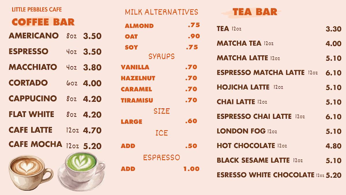 LITTLE PEBBLES CAFE меню