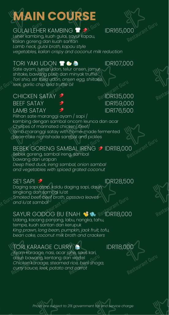LL One Restaurant в Gunung Geulis - Меню