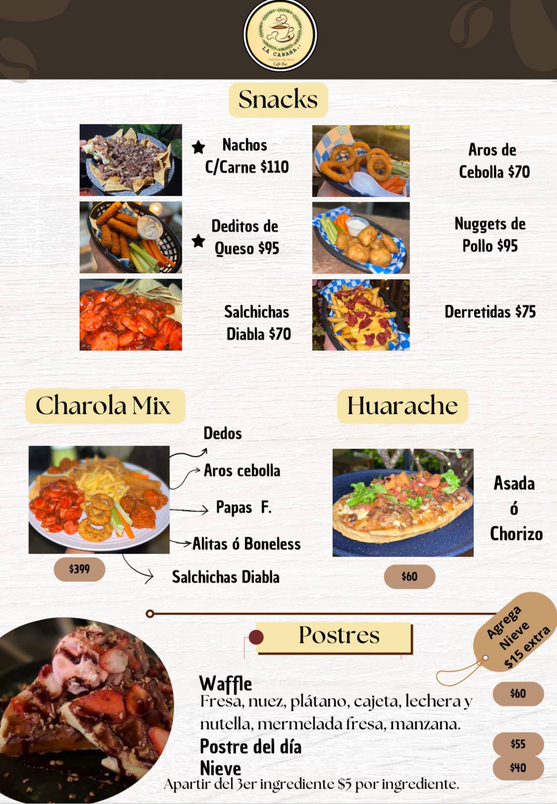 La Cabaña Cafe - Bar меню
