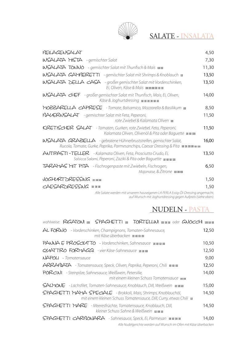 La Perla Ristorante Pizzeria меню
