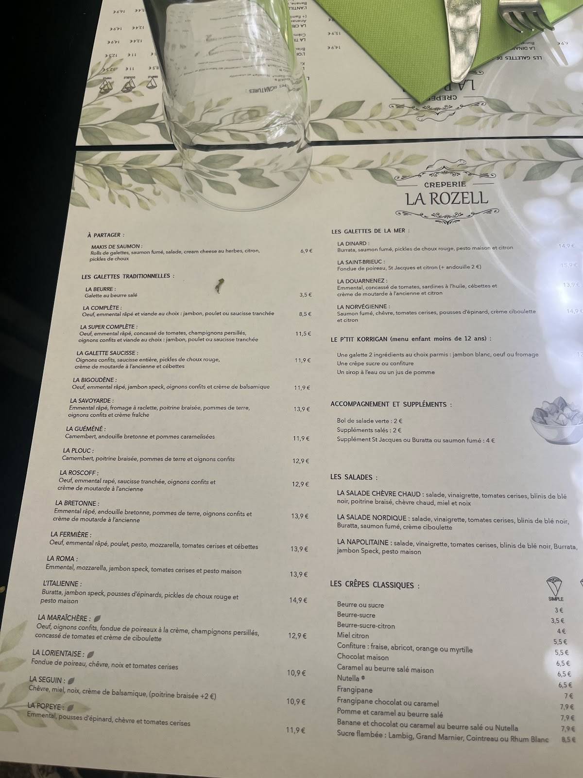 La Rozell меню