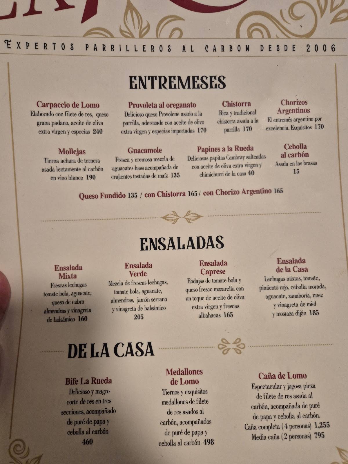 La Rueda меню