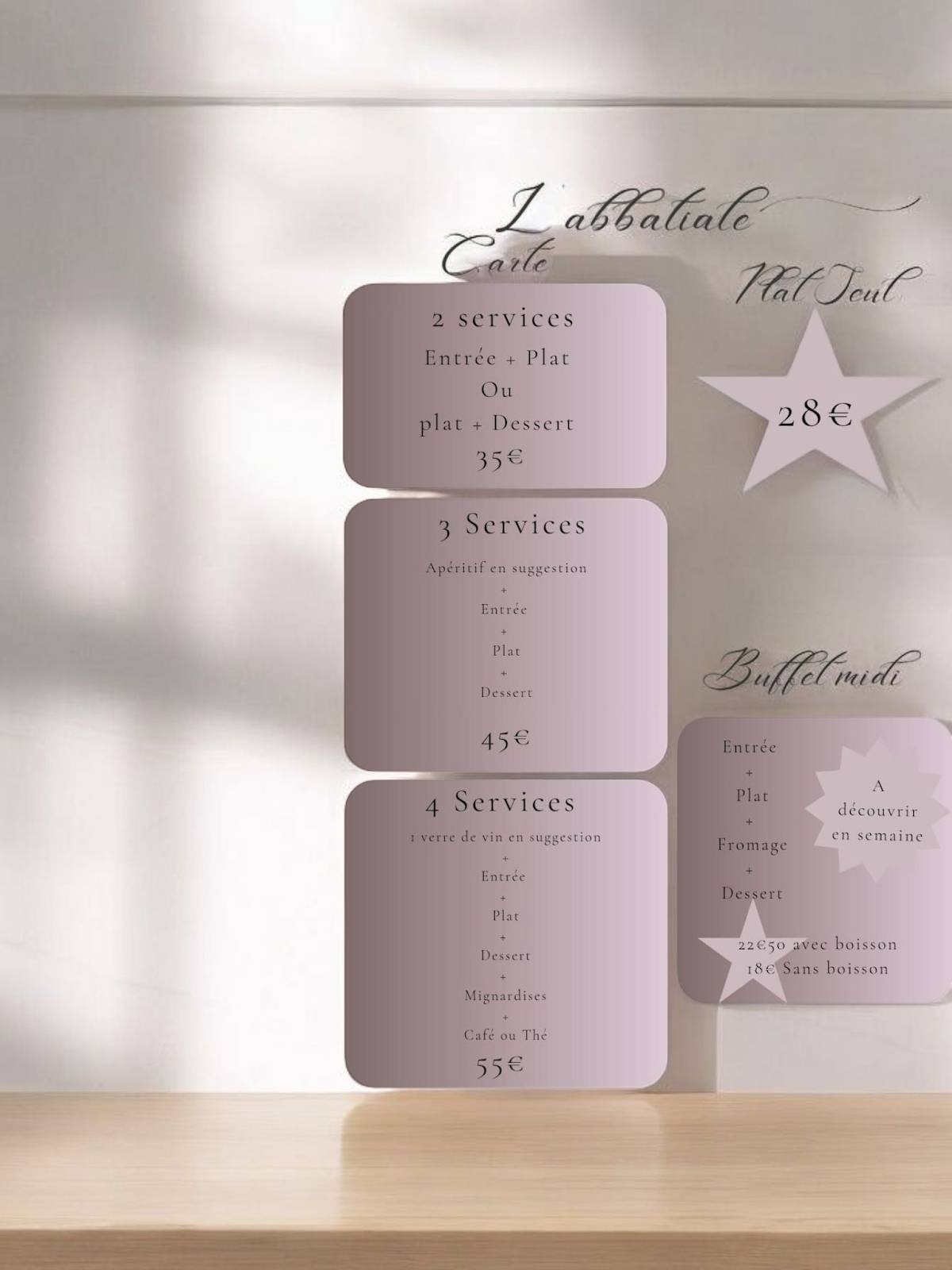 La Table d'Hort меню