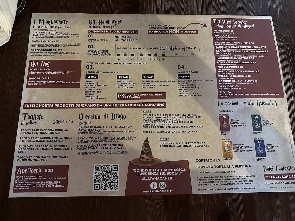 La Tana - Hamburgheria & Birreria Cameri меню