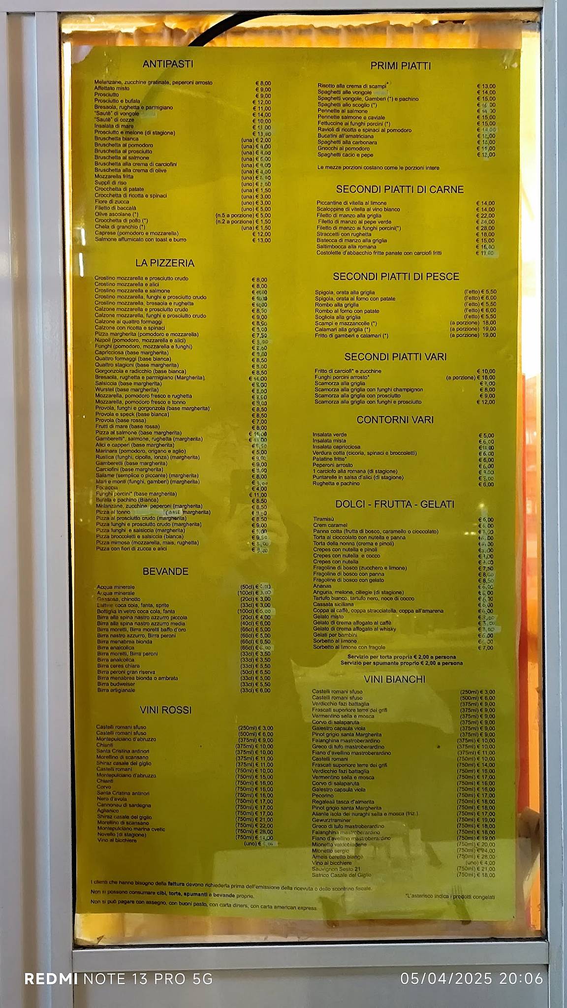 L'antica Roma меню